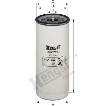 Hengst Oil Filter O.E.M., H200WN01 H200WN01